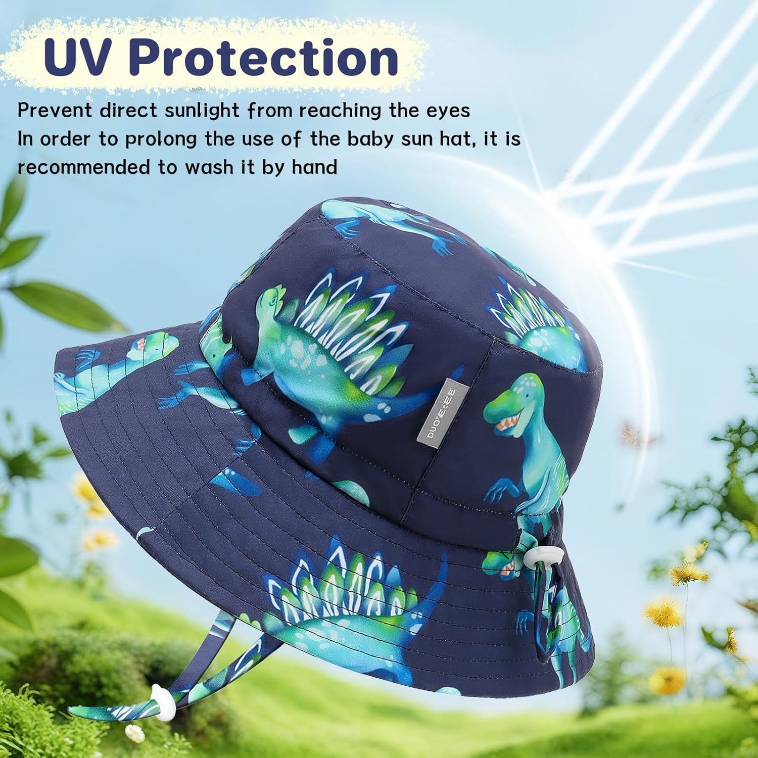 Baby Sun Hat Wide Brim Sun Protective Toddler Kids Beach Bucket Hat Summer for Boys 0-5T - Image 3