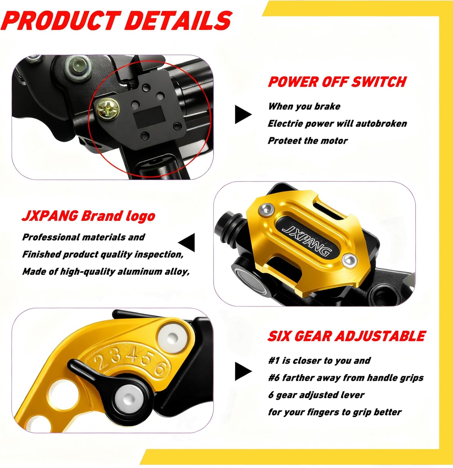 7/8" 22mm Motorcycle Handlebar CNC Brake Master Cylinder Reservoir Clutch and Brake Lever Left & Right Set+Hand Grips+Handlebar Ends Set for Honda Kawasaki Suzuki Yamaha (Gold)