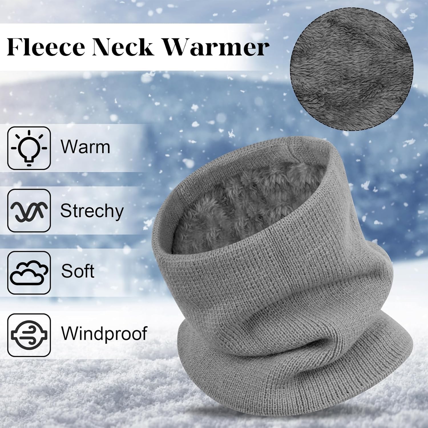 Chalier 3 Pack Neck Warmer for Women Cold Weather Knit Winter Scarf Thick Infinity Neck Gaiter for Men Women - Image 3