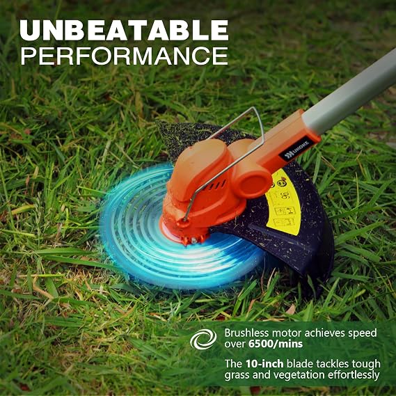 UKOKE ST2308-B 40V Cordless Grass Trimmer/Brush Cutter,Interchangeable Blade, with 2.0Ah Lithium-Ion Battery & Charger | Brushless Motor | 6500 RPM No-Load Speed | Lawn Trimming and Brush Cutting