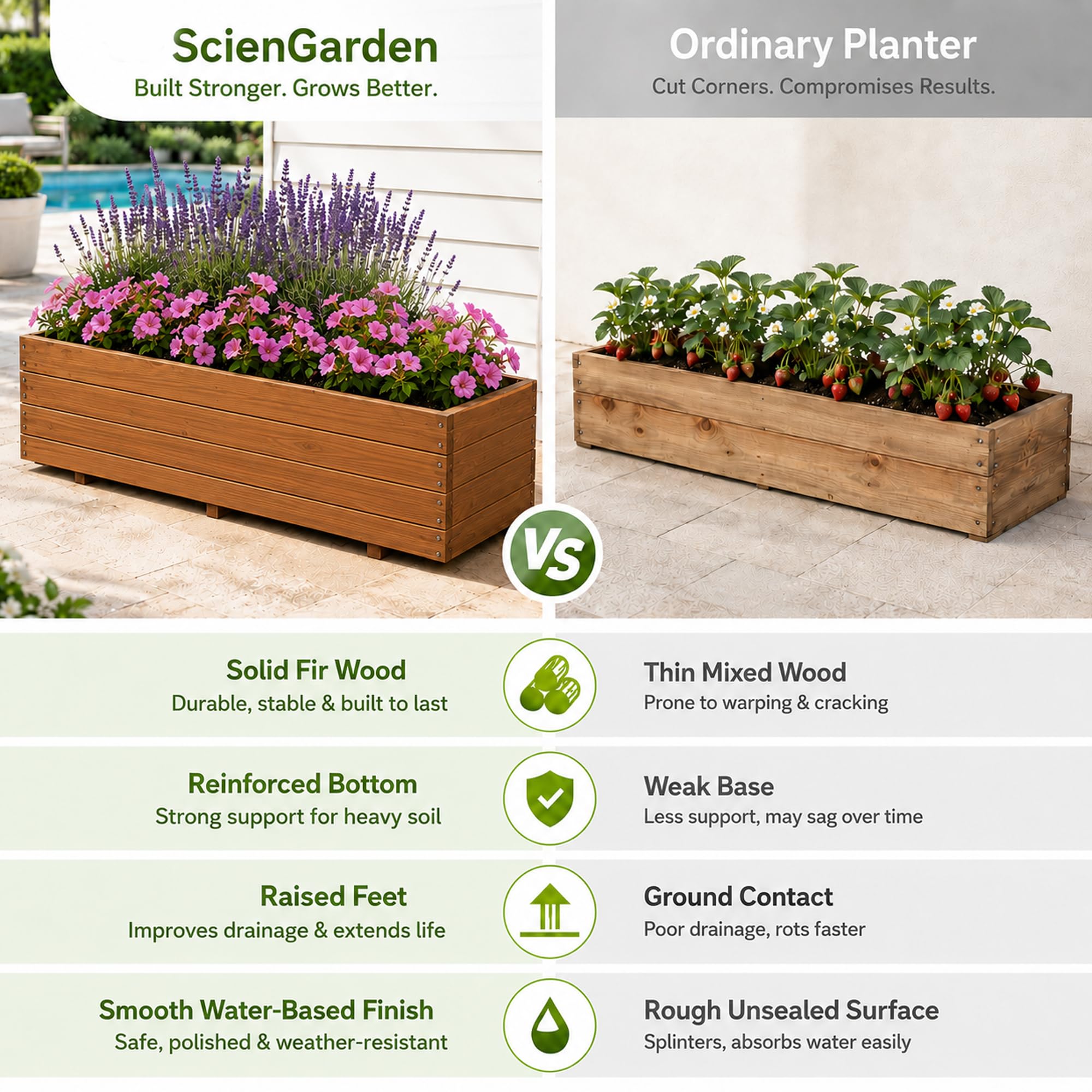 Fir Wood Raised Garden Bed - Tomato Planter -3