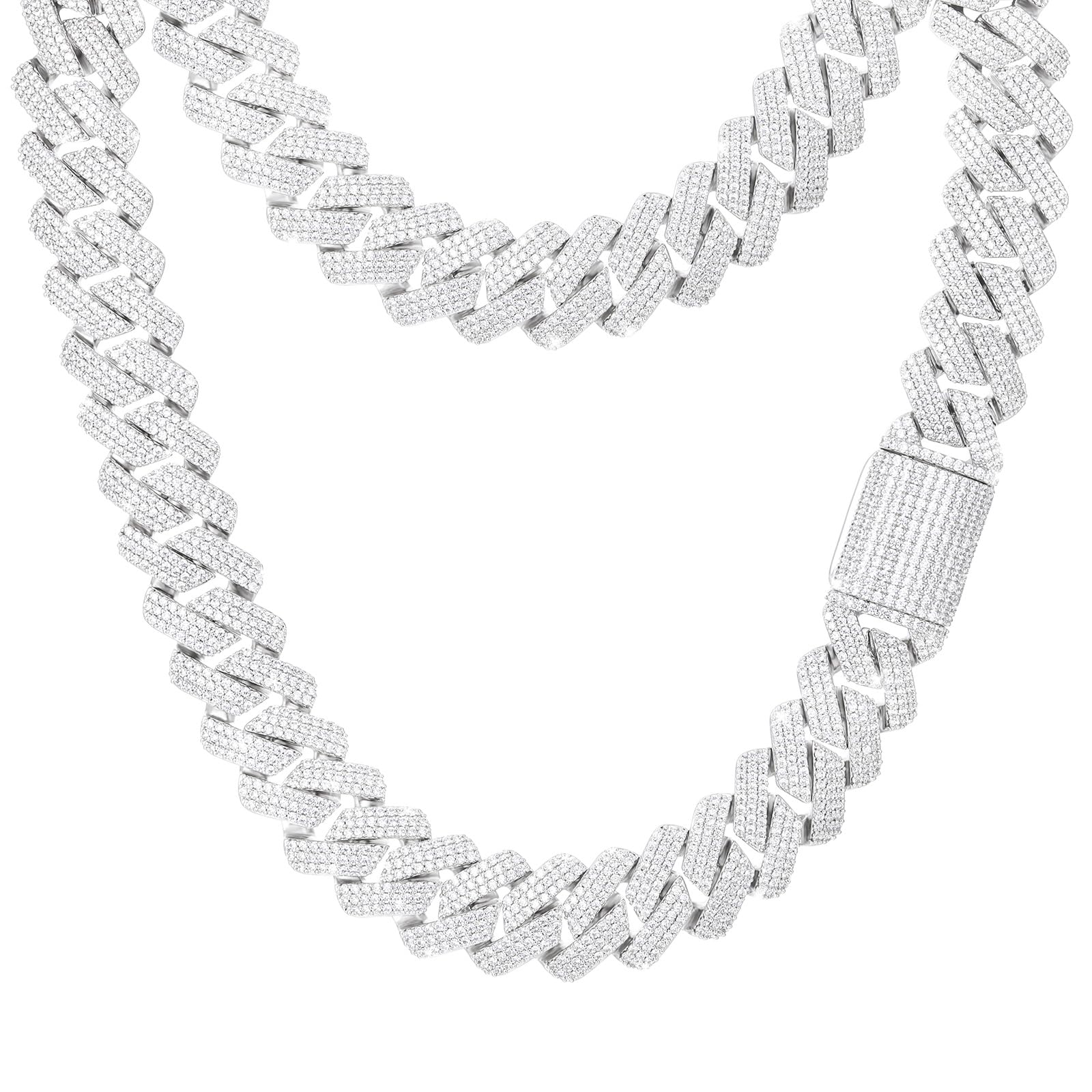 UcciyoIced Out Cuban Link Chain for Men18k Gold Plated Miami Cuban Necklace 5A+ Zicron 14MM Silver Iced Out Chain 20 Inch Bling Luxury Hip Hop Jewelry For Women Men