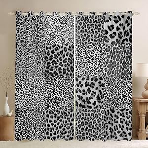 Feelyou Gray Leopard Print Blackout Curtains 2 Panels 42x63 Inch