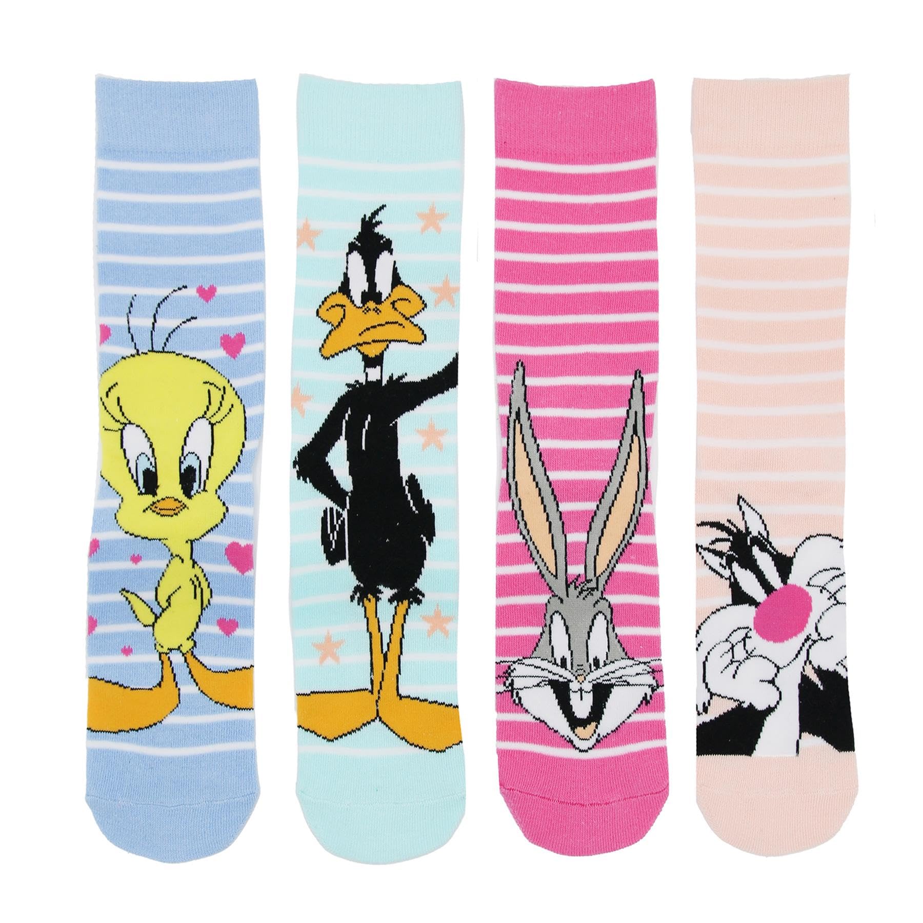 Womens Socks Pack Of 4 Officially Licensed Looney Tunes Socks Stylish Durable Soft Feel Comfortable For Daily Footwear Ladies Socks Lightweight Festive Fun Ankle Character Socks Perfect for Playtime