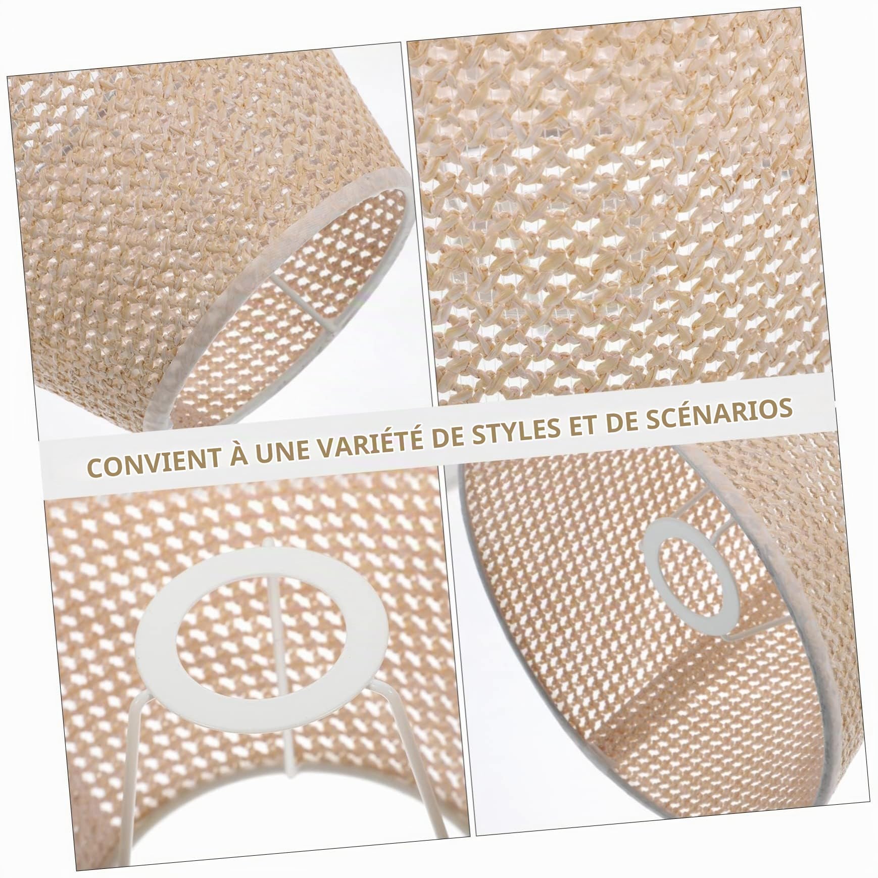 Abat-jour Décoratif Tressé E27 en Papier PE pour Lampe de Bureau
