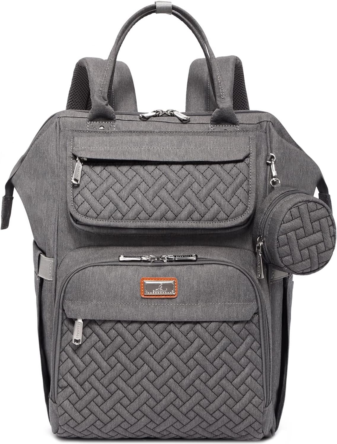 BabbleRoo Diaper Bag Backpack, Multifunction Large Bags with Changing Pad & Stroller Straps & Pacifier Case, Unisex Stylish Travel Back Pack Nappy Changing Bag for Moms Dads (Dark Gray)