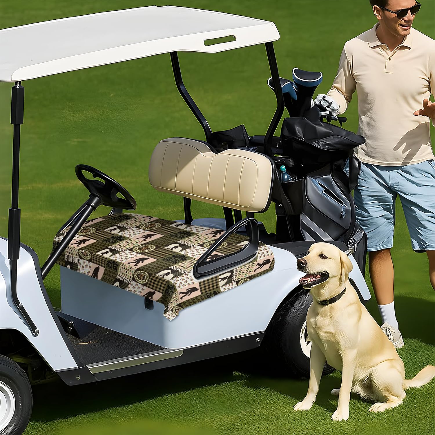 Golf Cart Seat Covers Club Car Golf Cart Accessories for Men Women Golf Carts Seat Towel Blanket 2-Seat Golf Cart Decorations
