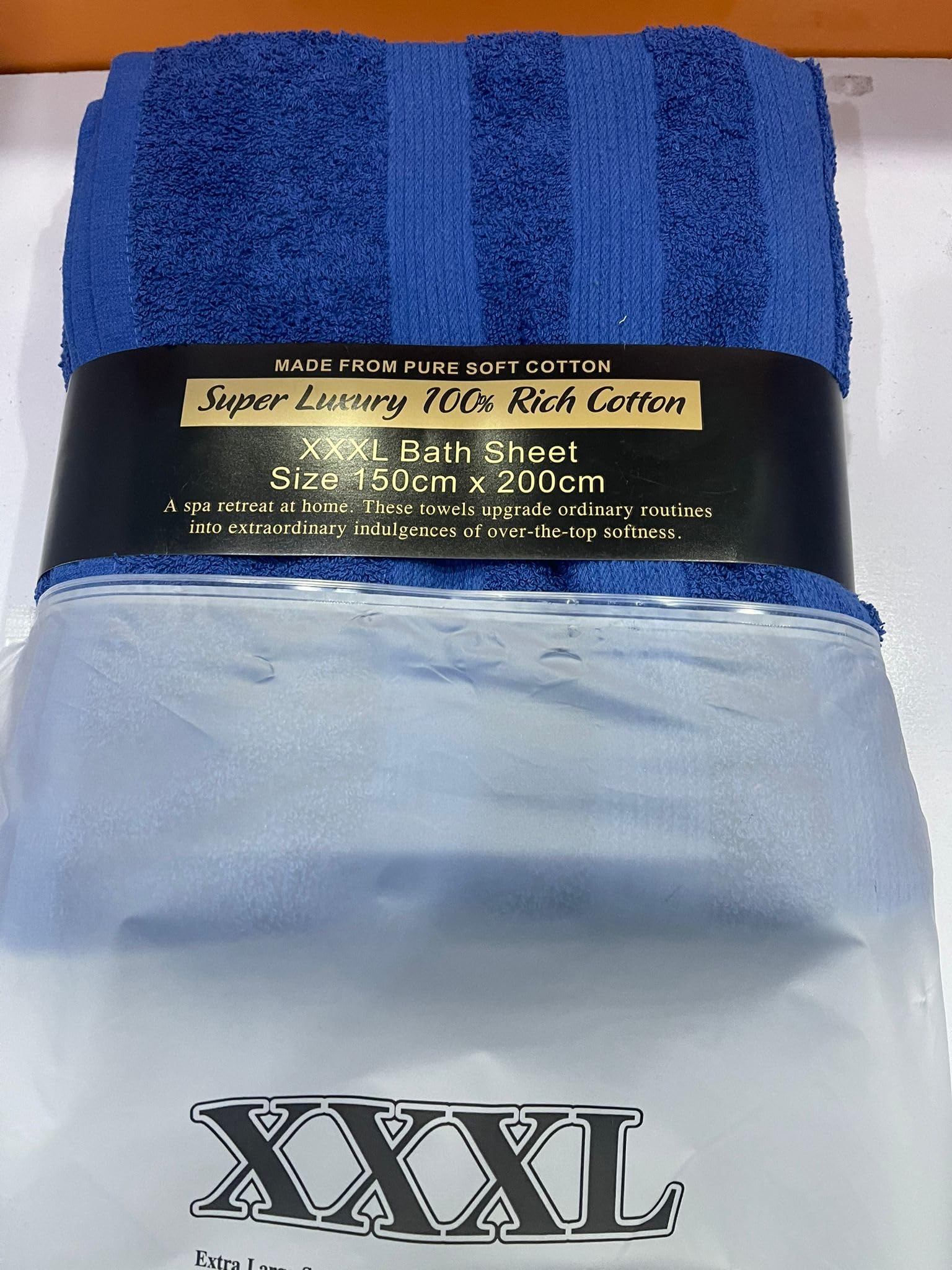 Draps de bain extra larges (150 x 200 cm - 600 g/m²) - 100 % coton riche - Serviettes XXXL très absorbantes - Serviette de plage - Bleu
