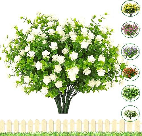 Miniatura 1 de HDZWBNFY Flores artificiales para exteriores, 12 racimos de flores artificiales resistentes a los rayos UV, flores de plástico decorativas para