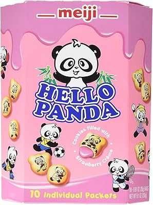 Meiji Hello Panda Family Pack Cookies, Strawberry, 9.1 oz (10 Individual Packets)