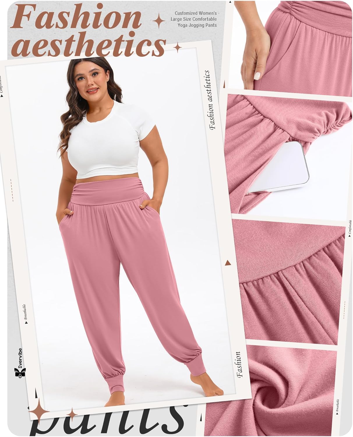 3 Pack Women's Plus Size Sweatpants, Comfy Lounge Yoga Joggers Casual High Waist Pants with Pockets - Image 5