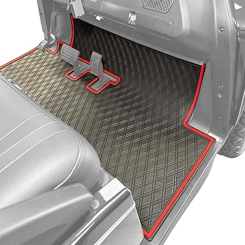 Rubber Double Diamond Floor Mat Compatible with Bintelli Beyond & Nexus Golf Cart Models | Full Coverage Floor Liner Protects OEM Factory Flooring | 2 & 4 Pass - Red Trim