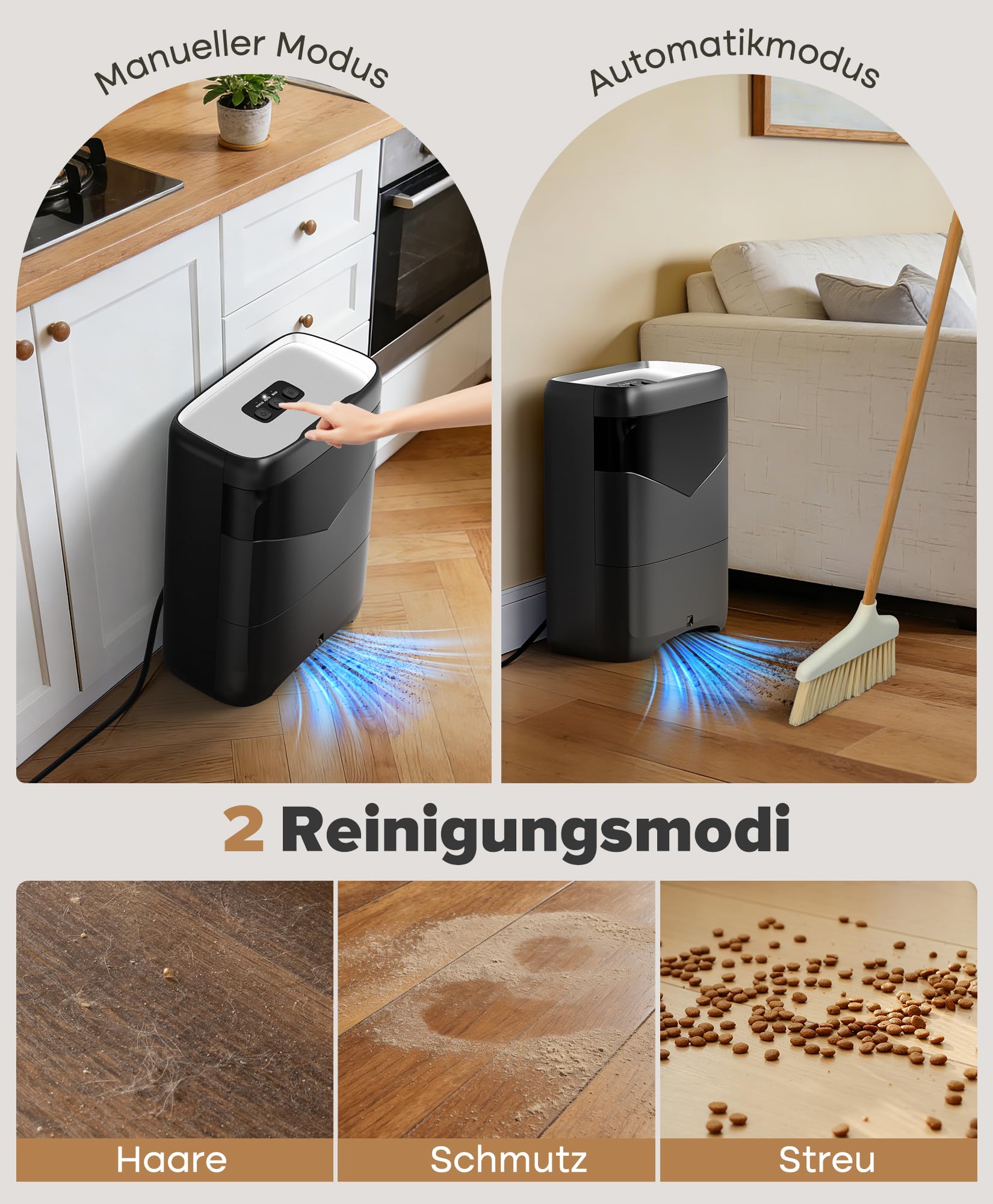 Berührungslose Automatische Kehrschaufel, Ohne Beutel & 20 kPa Saugkraft | 6L Staubbehälter Mülleimer mit Infrarot-Sensor, 2 Modi Elektrische Vakuum Kanister, Staubsauger für Salons, Tierhaare