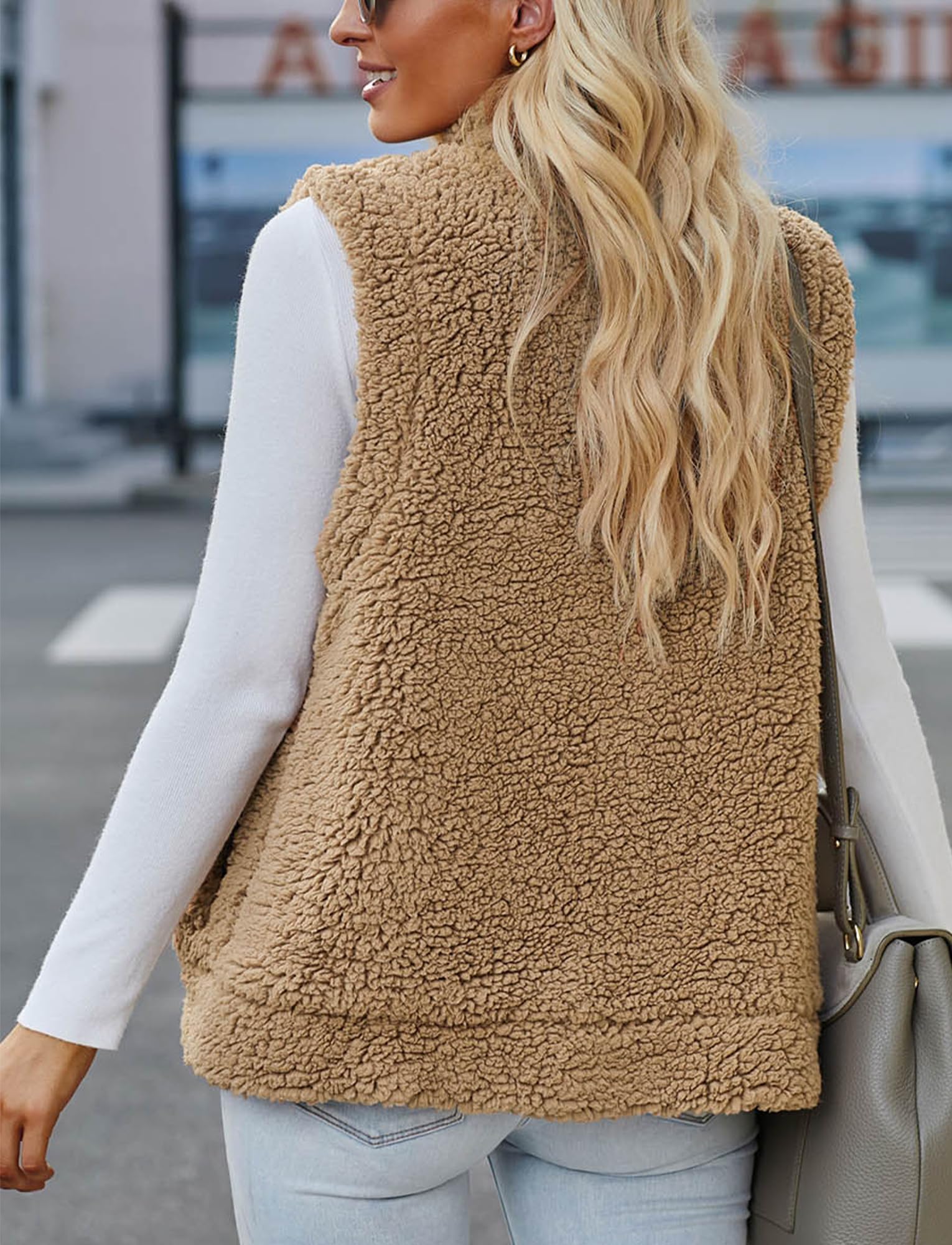 Maeau - Giacca in Pile da Donna Gilet Donna in Pile Smanicato Senza Maniche Giacca Elegante Invernale Sportivo per Autunno e Inverno