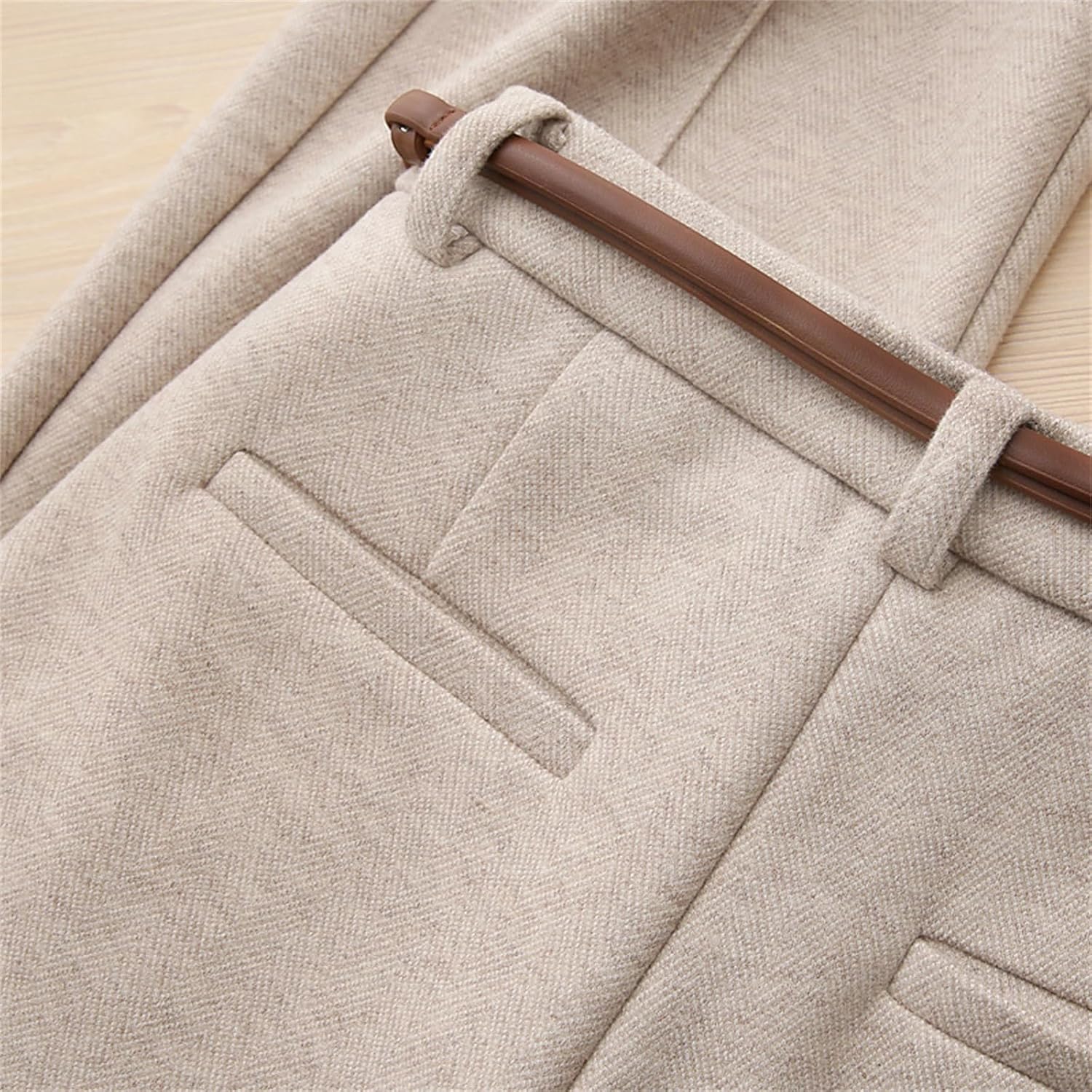 Women's Wool Blend Straight Leg Pants – High Waisted Thick Warm Trousers for Fall Winter, Casual Office Long Pants - Image 7