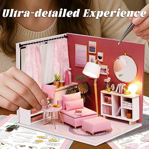 Miniatura 32 de Flever Kit de casa de muñecas en miniatura, habitación creativa con escena de apartamento tipo loft para regalo romántico de obras de arte