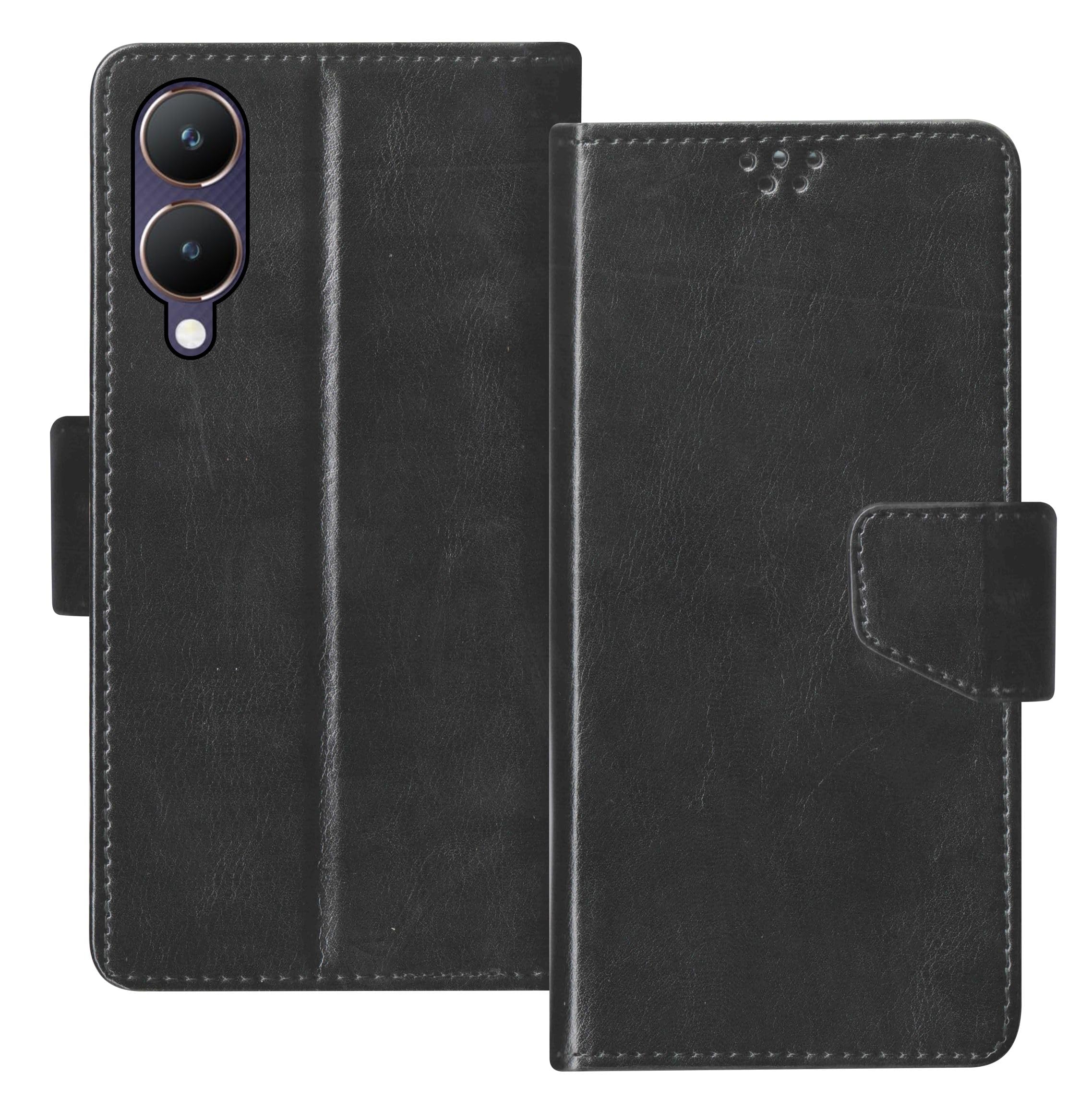SBMS Vivo Y28 5G / Vivo Y17s Flip Cover Back Cover Case with Magnatic Closure | Inbuilt Stand | Card & Money Pocket (Black) (B0CSXBS15L) Amazon Price History, Amazon Price Tracker