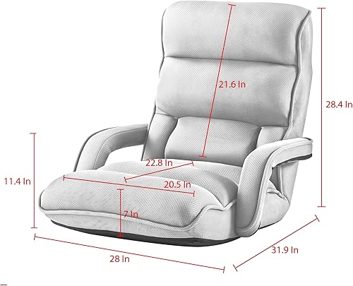 Miniatura 2 de Loungie Dalilah - Silla reclinablede suelo, plegable, malla, 5 posiciones ajustables, funda lavable, color beige