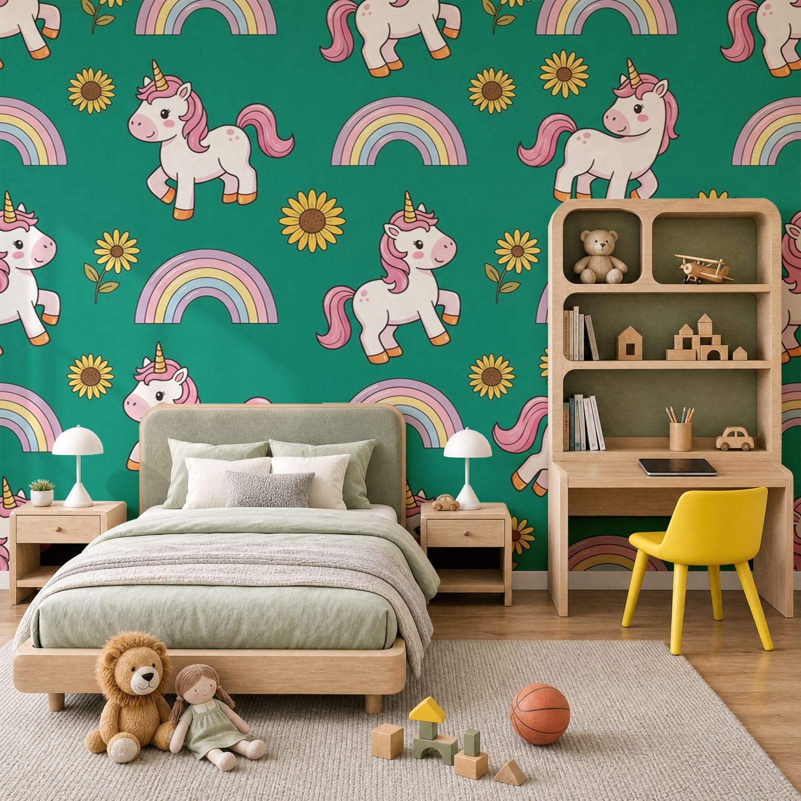 Papier peint de soie arc-en-ciel licorne grand poster mural