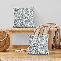 Vista 28 de Ridhi Juego de 2 fundas de almohada modernas de algodón decorativas para sillón, sofá, cama, sala de estar, decoración primaveral del hogar, 16 x 16