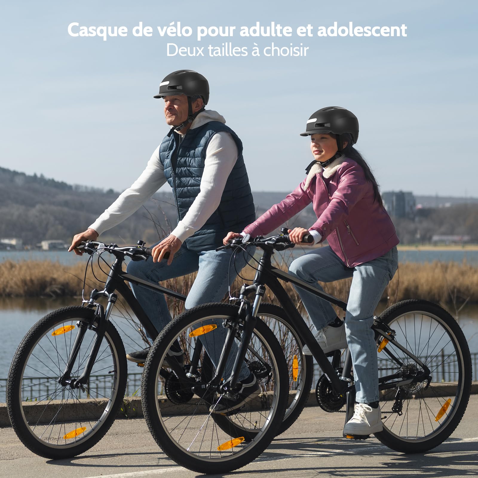 Shinmax Casque Velo Homme Femme avec 5 Modes Lumière USB et Visière, Casque Trottinette Electrique Adulte