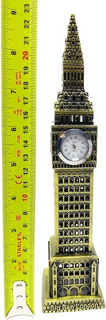 CRYSTAL CROWN Metallic Big Ben Tower Statue, British Clock Tower Sculpture Made of Metal, Big Ben Tower Ornament, British Souvenir Tower Statue, for Home Office Decore, Copper, 25 cm