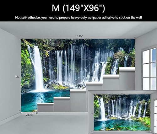 Miniatura 4 de Mural de pared con diseño de cascada verde, naturaleza, lago, paisaje, papel tapiz de decoración para baño, sala de estar, dormitorio (no es del