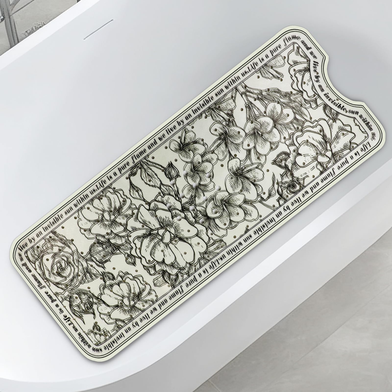 Luxury Bathtub Mat, Non-Slip & Comfortable: Soft foam bath mat fits bathroom bathtubs, bathtub mat with drainage holes, comes with secure suction cups - 39.4 inches x 15.8 inches - Fansu Zhihua