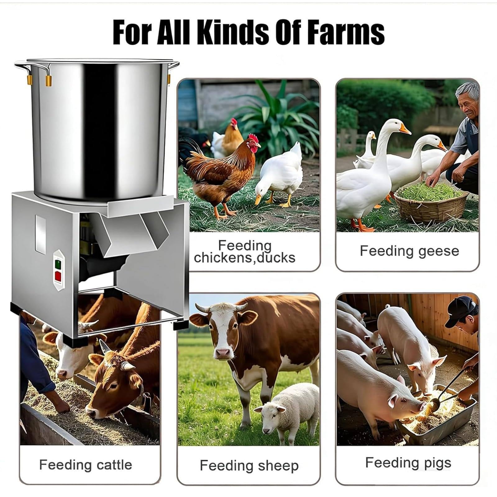 Tritatutto Foraggio Per Bestiame, Tritatutto Verdure Elettrico, 3500 Giri/min,Tritatuttos Per Preparazione Mangimi Animali E Pollame Con 4 Lame, per Aziende Agricole Allevamento E Pascoli 110V