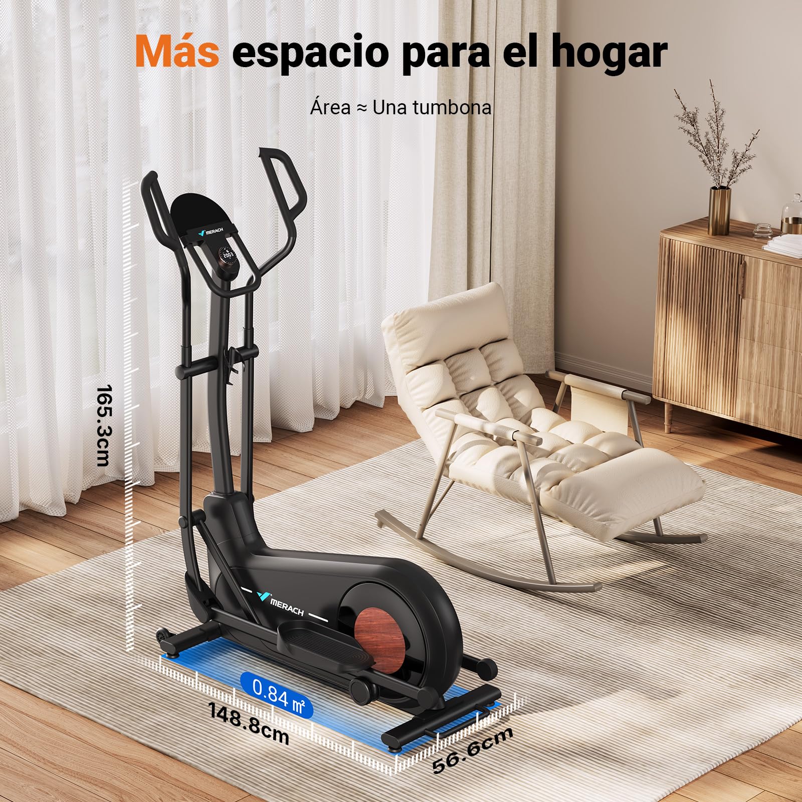 MERACH Cyclette Ellittica per Casa con Lunghezza Passo di 47cm, Ellittiche Ultra Silenzioso Resistenza Magnetica 8 Livelli, Allenamento di Resistenza Efficace, App Proprietaria, Carico Fino a 180kg