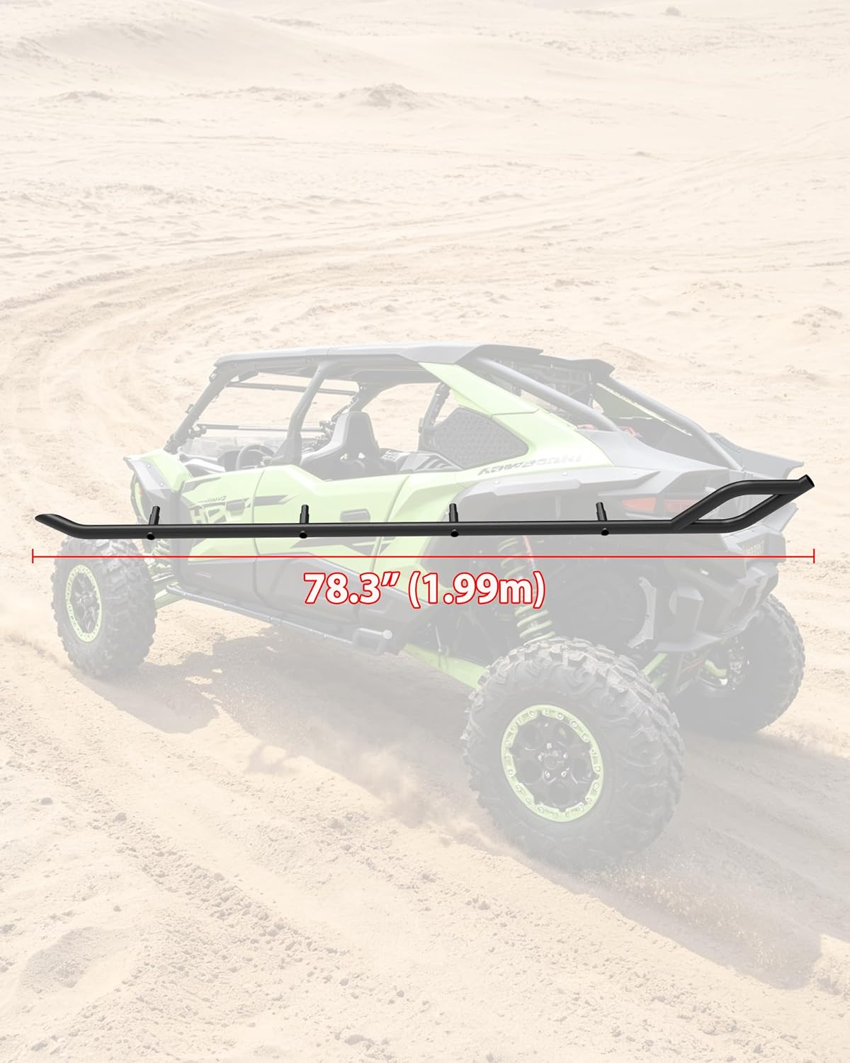 SAUTVS Nerf Bars for Kawasaki Teryx 4/5 H2 2026, OEM#99994-2115, One Pair | Black Steel Side Step, Ground Clearance Protection, Heavy Duty Rock Sliders Side Bumper for Teryx 4/5 H2 4-Doors 2026