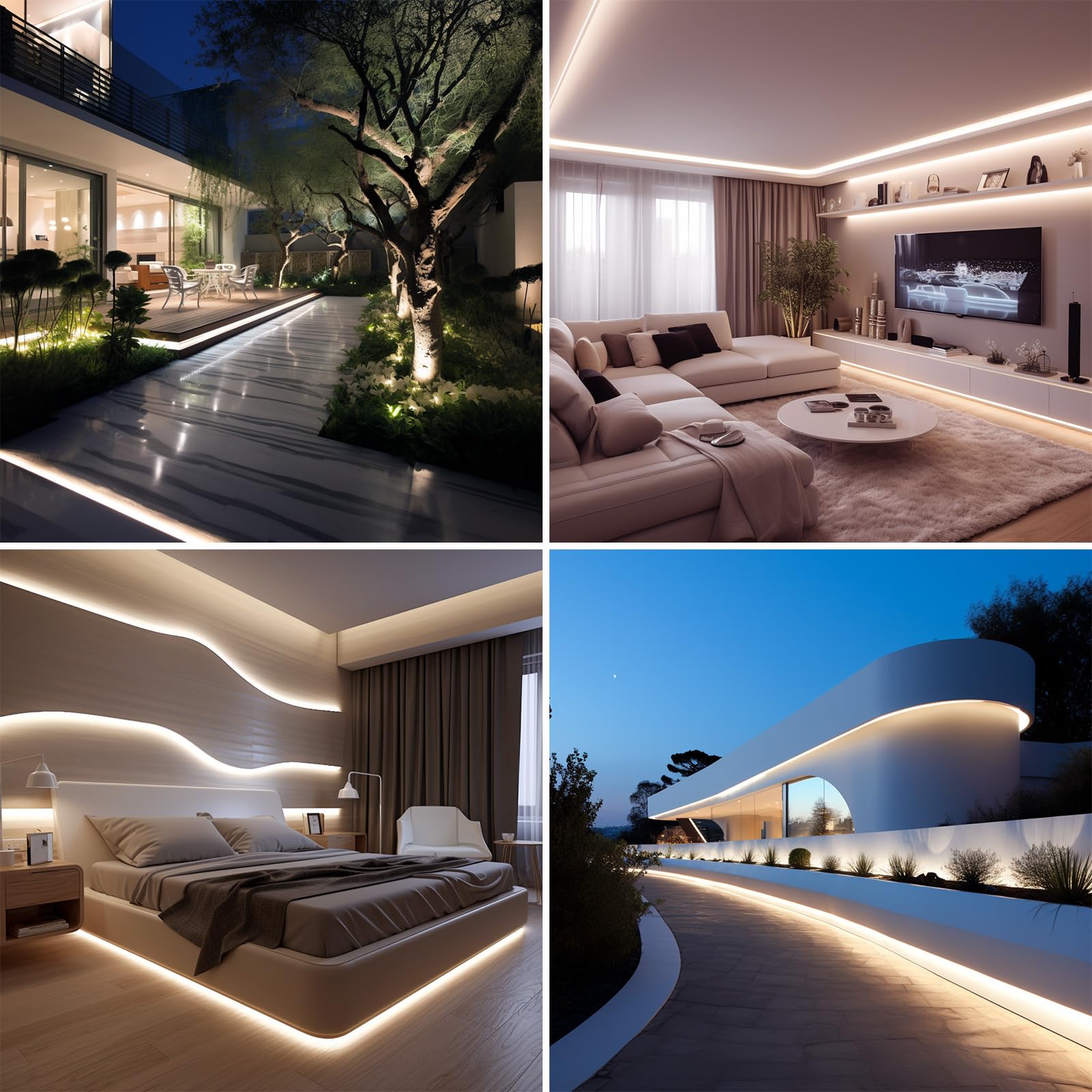 BENLUN Striscia LED COB Esterno Impermeabile 48V 20 Metri con Alimentazione | 4000K Bianco Naturale Luci LED Adesive IP65 CRI 92 160W 480LEDs/m per Cortile, Giardino, Salotti, Camera da Letto