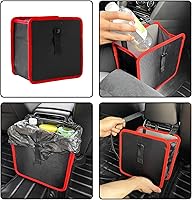 Vista 6 de beypovk Cubo de basura colgante para automóvil, organizador de bolsas de basura plegable y portátil para automóvil, 8.7 x 8.7 x 5.7 pulgadas