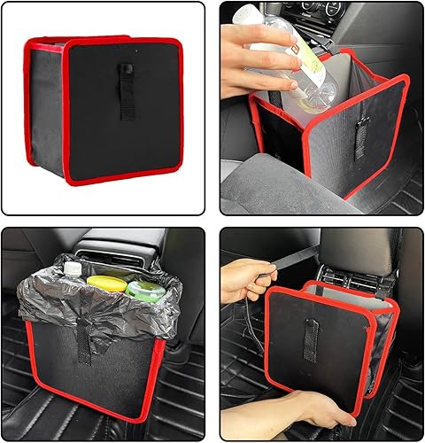 Miniatura 6 de beypovk Cubo de basura colgante para automóvil, organizador de bolsas de basura plegable y portátil para automóvil, 8.7 x 8.7 x 5.7 pulgadas,