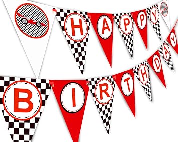 Race Car Birthday Banner Race Car Birthday Party Decorations, Racing Theme Party Supplies for Kids Boys, Fast One & Two Fast Birthday Party Decor