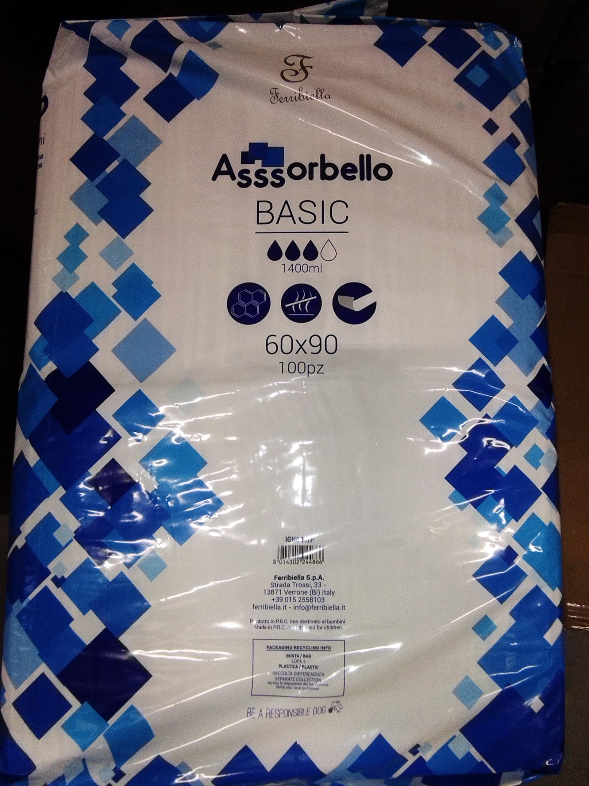 Zewool Tappetino Igienico per Cani 60x90 cm, 4 Confezioni da 50 Pezzi, Assorbello Basic, Polimeri Attivi, 2 Strati, Ideale per Cuccioli, Cani Anziani e Incontinenza