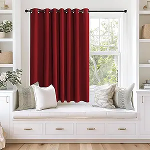 NICETOWN Blackout Curtains 63 inches Long for Living Room Bedroom, Grommet Thermal Insulated Room Divider Drape Window Treatment for Sliding Patio Door, W100 x L63, 1 Panel, Burgundy Red