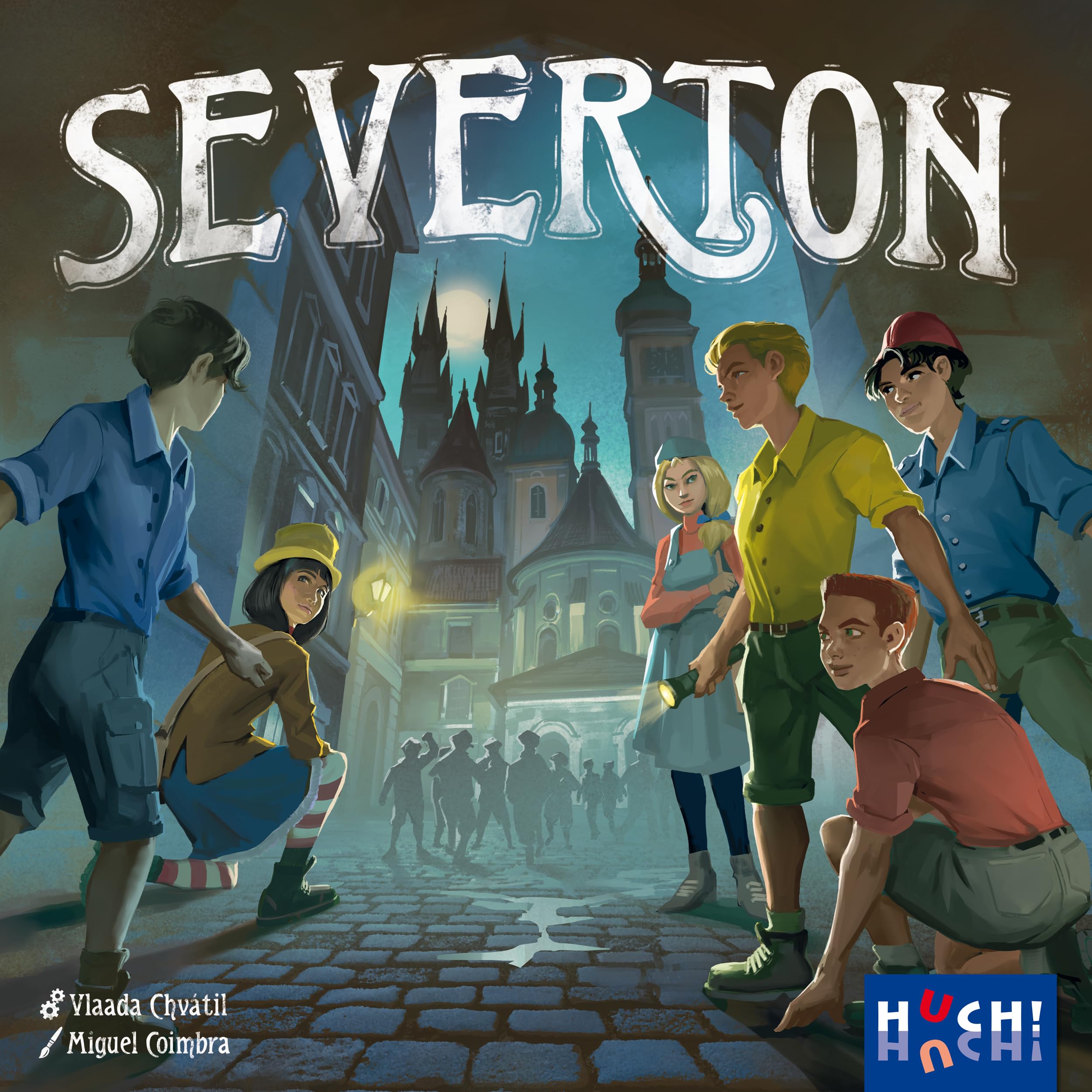 HUCH!, Severton - Kooperatives Strategiespiel, Abenteuer und Strategie, erfüllt zusammen spannende Missionen in Severton, Für 1-5 Spieler ab 10 Jahren