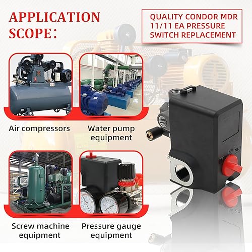 Miniatura 2 de Interruptor de presión mejorado para Condor MDR 1111 EA, 26 amperios 120240 voltios 120-155 PSI