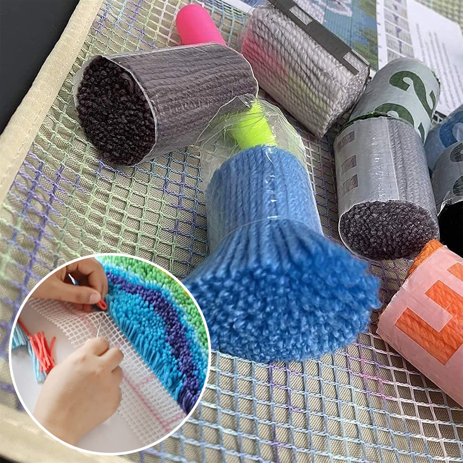 Produktbild von Tier Knüpfteppich Basteln SKTWOE Knüpfteppich Zum Selber Knüpfen Katze Tapisserie Teppich Knüpf Knüpfteppich Basteln Anleitung