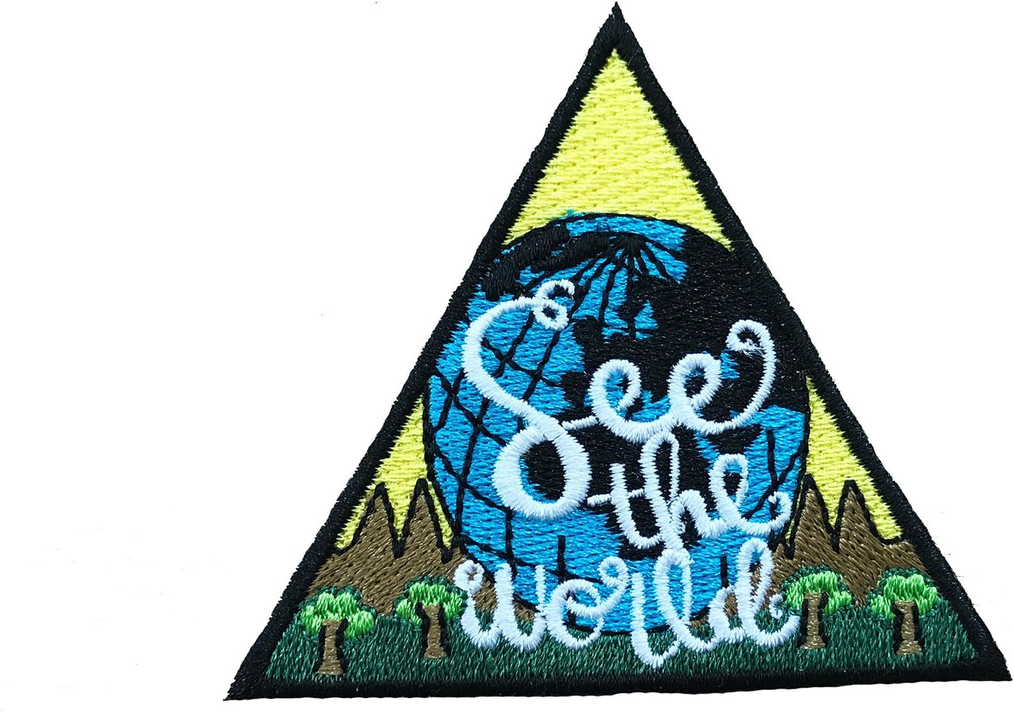 Vinpatch See The World Embroidered Sew On/Iron on Patch - Personalized Travel Patches Designed for Shirts Jackets Jeans and Backpacks - Patch Size 3'' x 2.5''