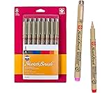SAKURA Pigma Sketch Brush - Archival Ink Sketching Pens - Art Pens for Calligraphy, Hand Lettering & Writing - Assorted Archival Colors - 8 Pack