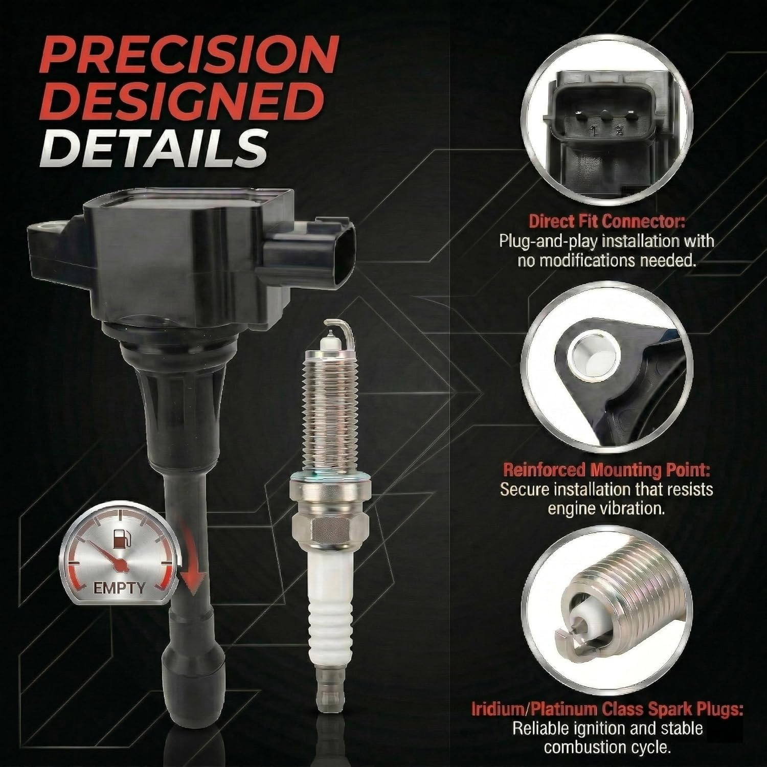 Ignition Coils & Spark Plugs Kits UF549 Compatible with Nissan Altima Sentra Rogue Versa Cube 2.5L 1.8L 1.6L 2.0L L4 2007-2019, Replaces# 9029, C1696, Set of 4