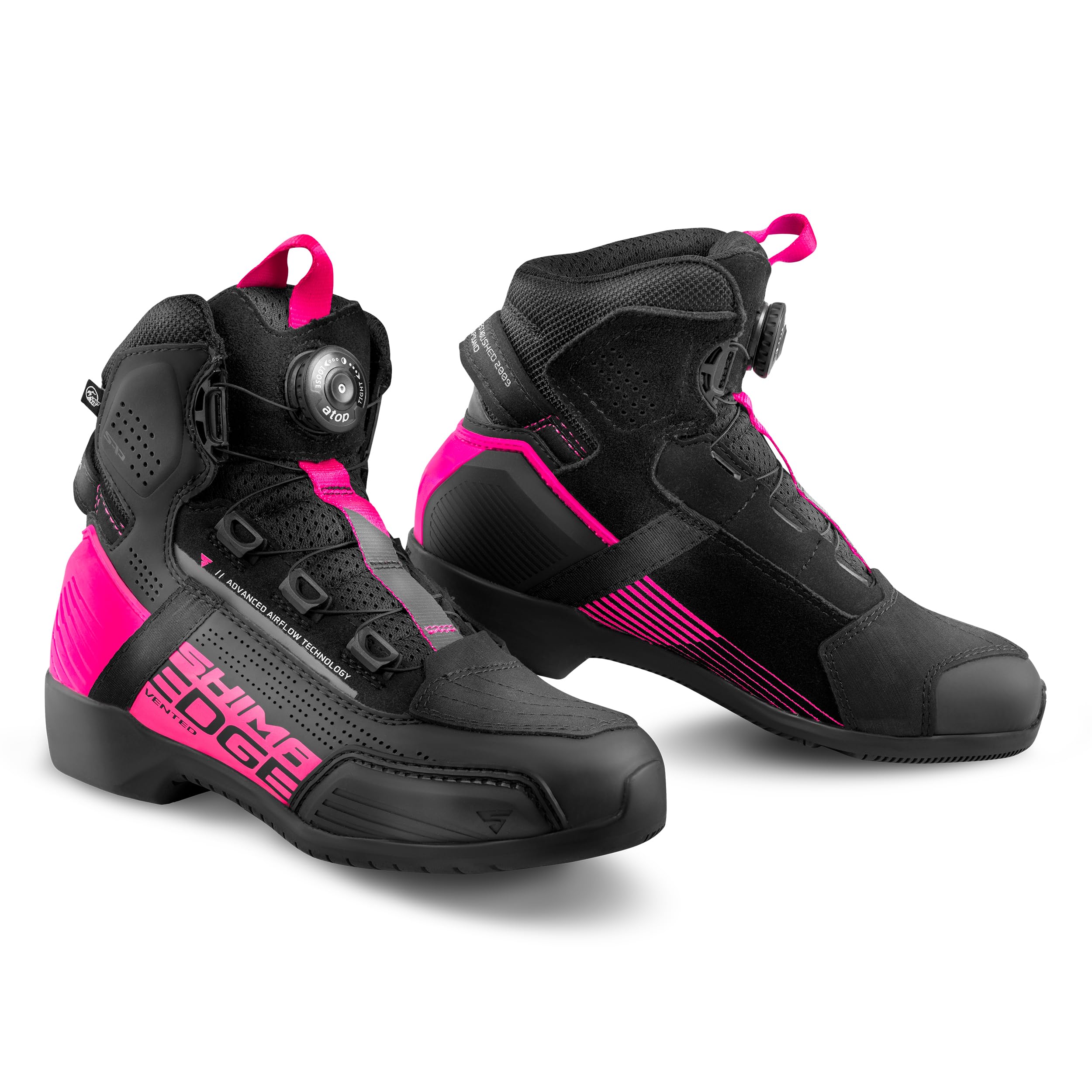 SHIMA Edge Motorcycle Shoes Men Women Leather Ventilated Waterproof ATOP Motorcycle Boots Protectors Trainers Non-Slip, womens vented pink, 40 EU