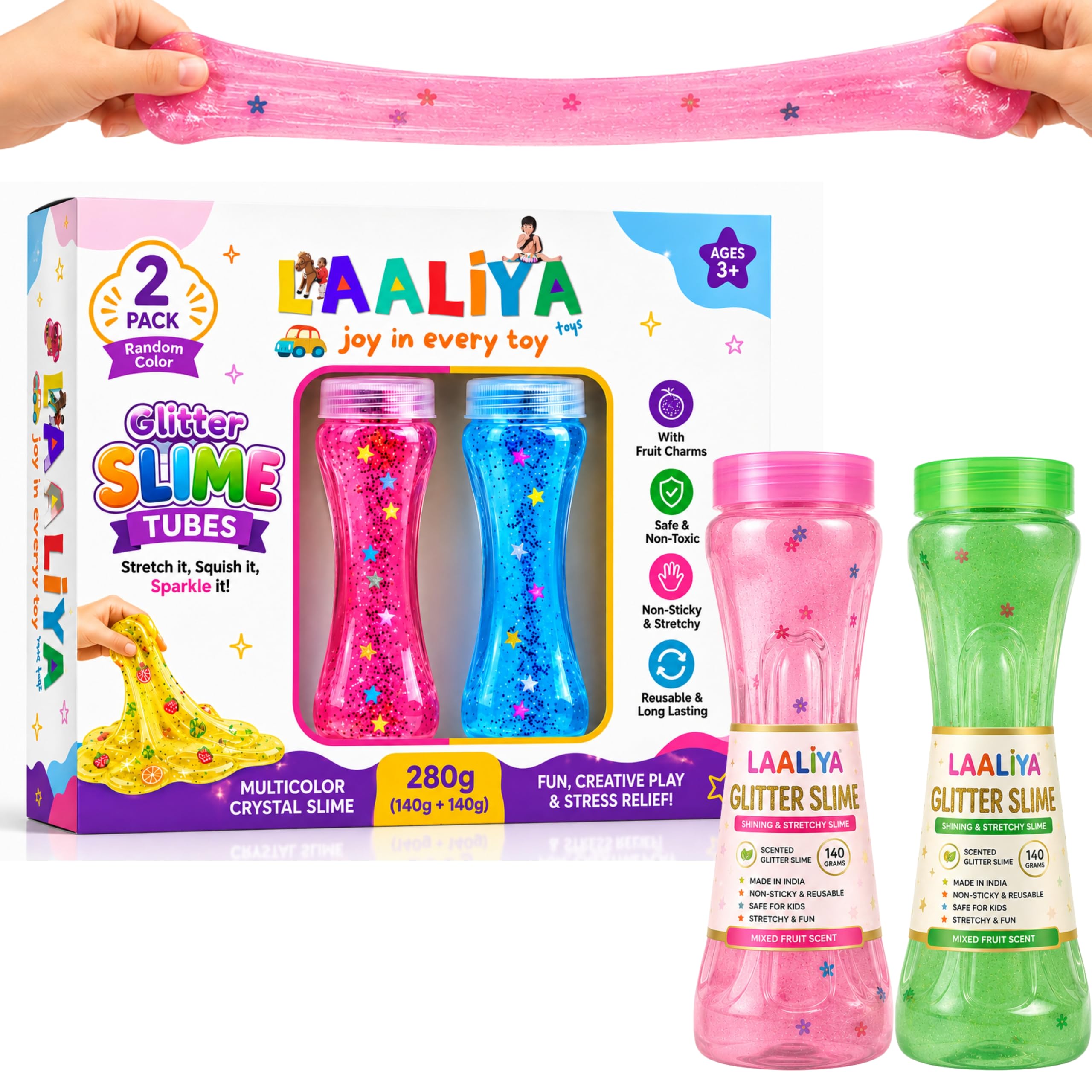 Slime Duo Surprise Pack – 2 of 6 Glitter Scented Slimes in Bottles – Stretchy, Colorful, Non-Toxic Sensory Toy for Kids’ DIY Fun & Gifts-image-42