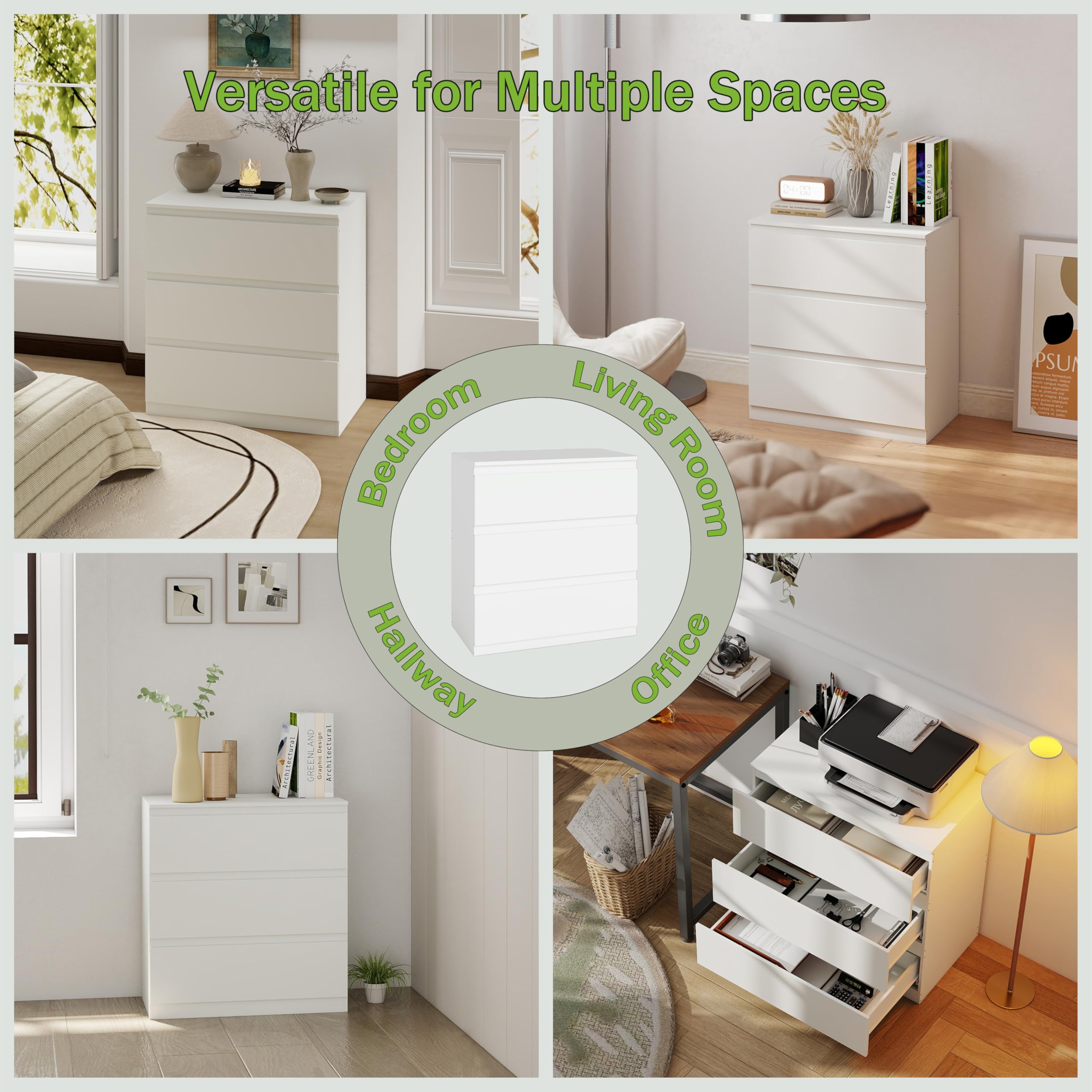 Armadio Camera da Letto, Cassettiera Camera da Letto, Armadio Cameretta Salvaspazio con 3 cassetti, Mobile Soggiorno Moderno Bianco 70x40 x75cm(bianca, 3 cassetti)