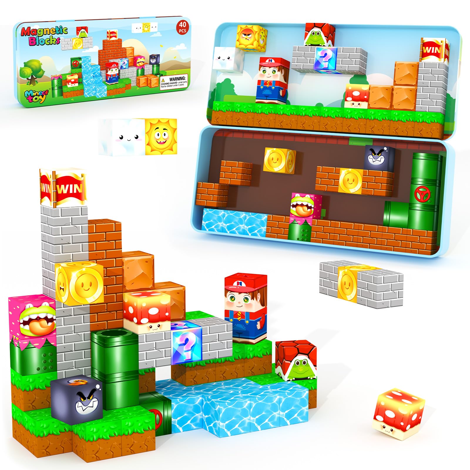 Mini Magnetic Blocks Toddler Travel Essentials Toys with Case Set Kids Games Montessori Preschool Education Sensory Toys for