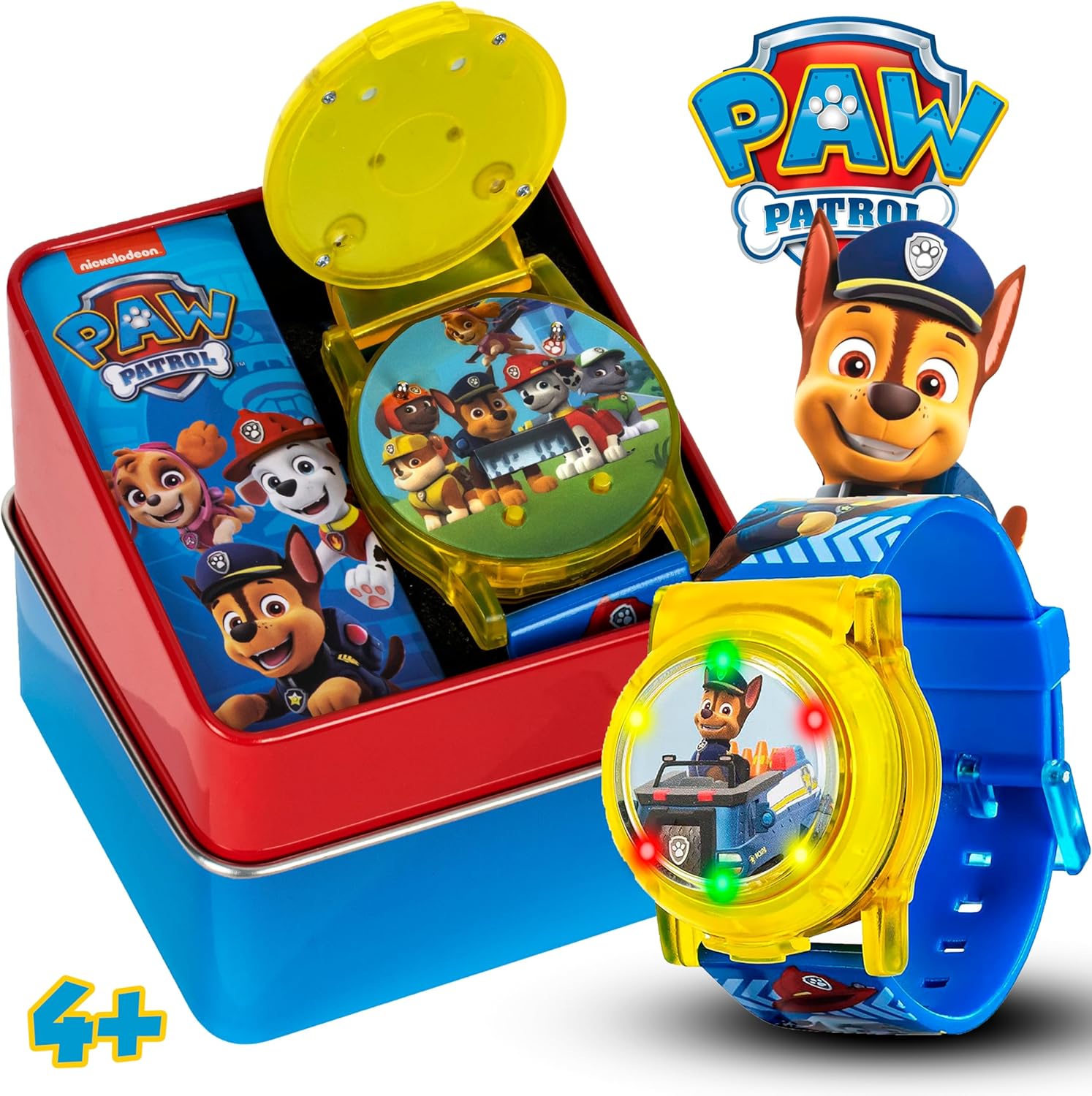 Nickelodeon Paw Patrol Pop-Open LCD Watch for Kids with Flashing Lights, Full-Color Character Strap, Dual-Layer Dial Design, Gift Tin Box Packaging, Fits Wrists 5.5" to 8" - Image 5