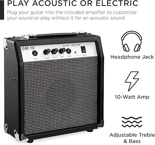 Miniatura 5 de Best Choice Products Juego de iniciación de guitarra acústica eléctrica para principiantes con 41 pulgadas, diseño de corte de madera completa, Azul