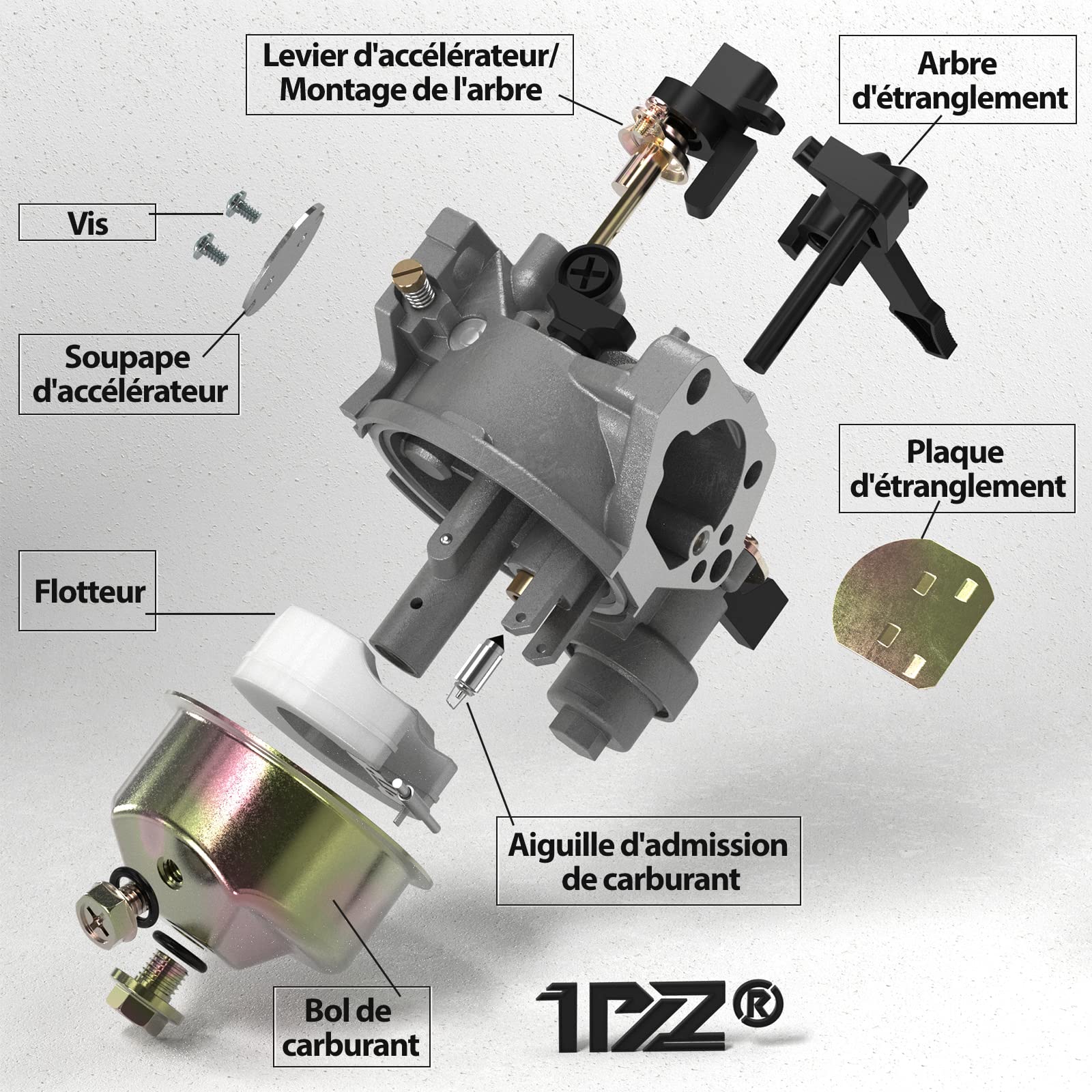 1PZ F6C-G39 Carburateur remplacement pour moteur Honda GX270 GX340 GX390 GX420 11HP 13HP 16HP Harbor Freight Predator 390cc 420cc Générateur tondeuse à gazon Go Kart 16100-ZE3-V01